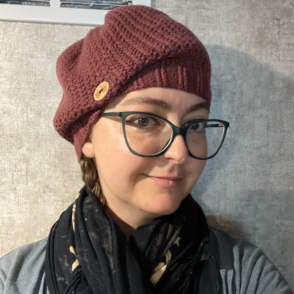 Hand Knit Slouchy Cotton Hat - Picture 2 of 5